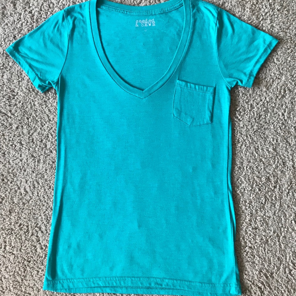 Bright Teal V-Neck Tee